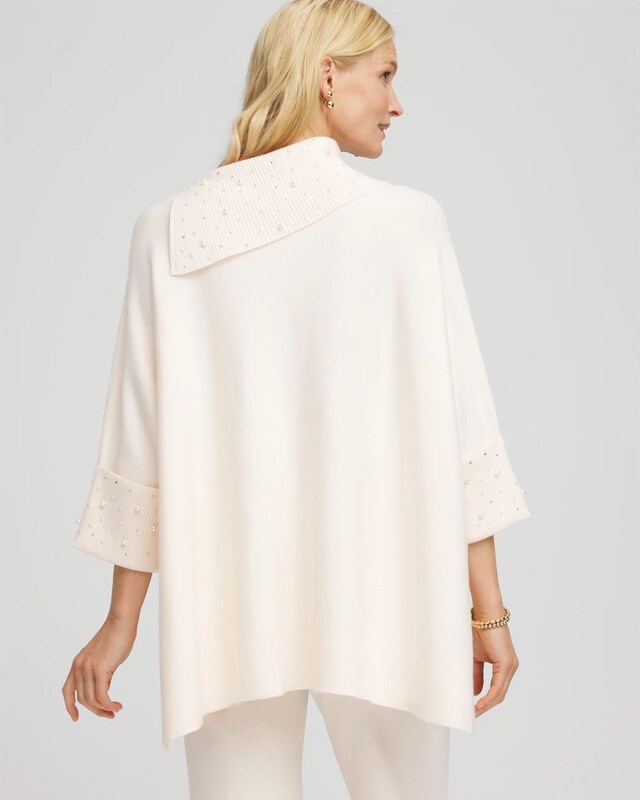 Embellished Sweater Poncho - image 3